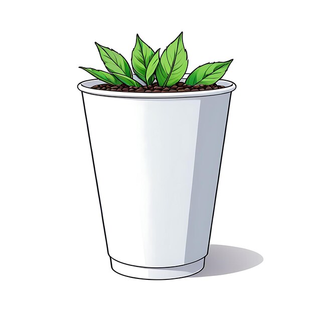 Photo a drawing of a plant in a white bucket