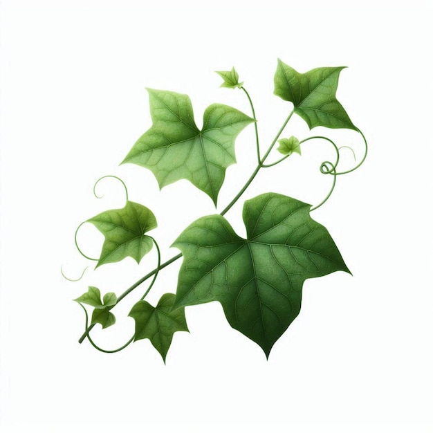 a drawing of a plant with green leaves and a white background