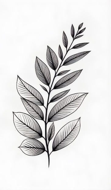 Photo a drawing of a plant with leaves and leaves