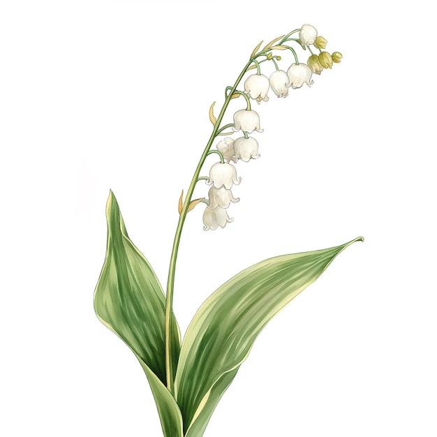 Photo a drawing of a plant with white flowers and green leaves