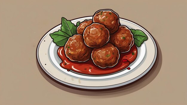 a drawing of a plate of food with a picture of a bowl of food with ketchup on it