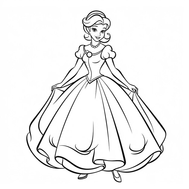 a drawing of a princess in a ball gown generative ai