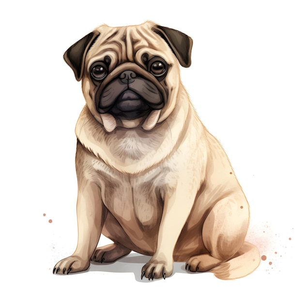 A drawing of a pug dog with a sad face.