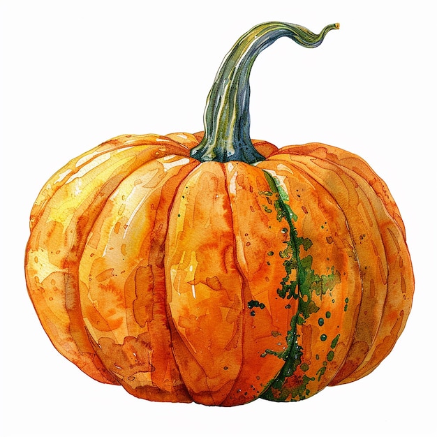 Photo a drawing of a pumpkin with a green stem