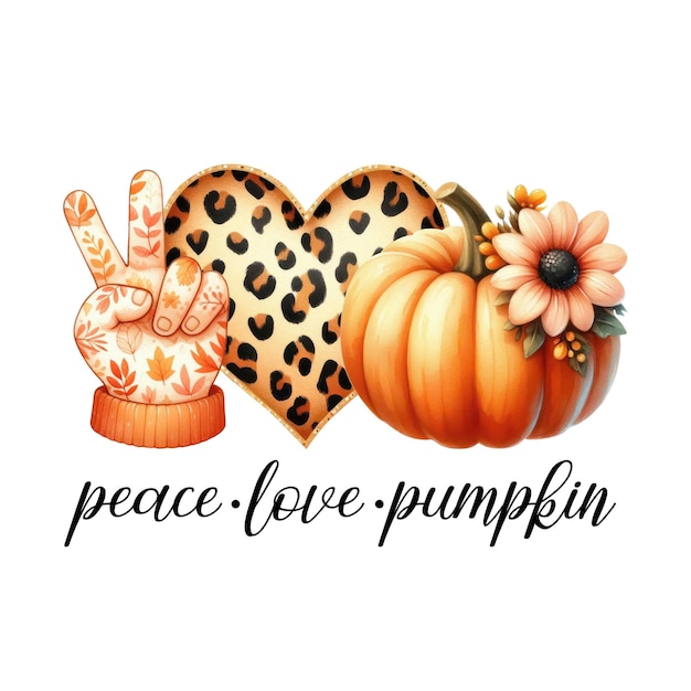 a drawing of a pumpkin with the words peace love on it