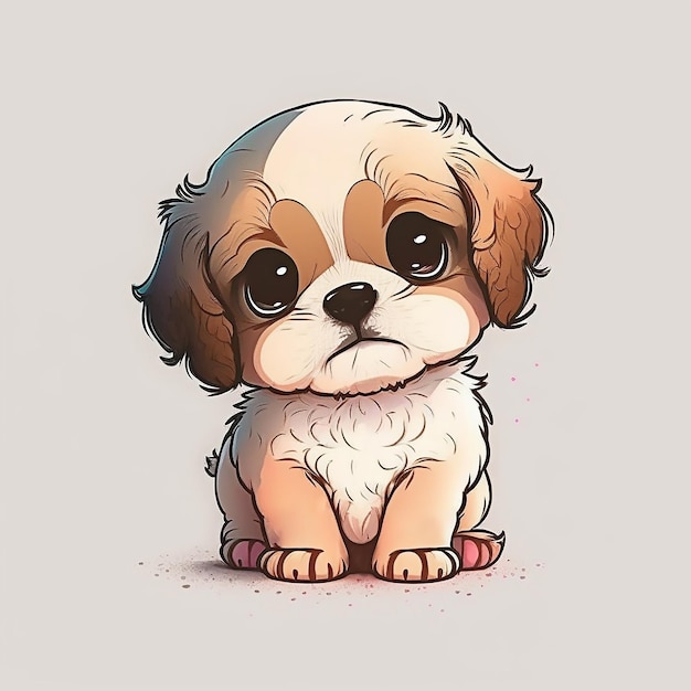 A drawing of a puppy that is called shih tzu.