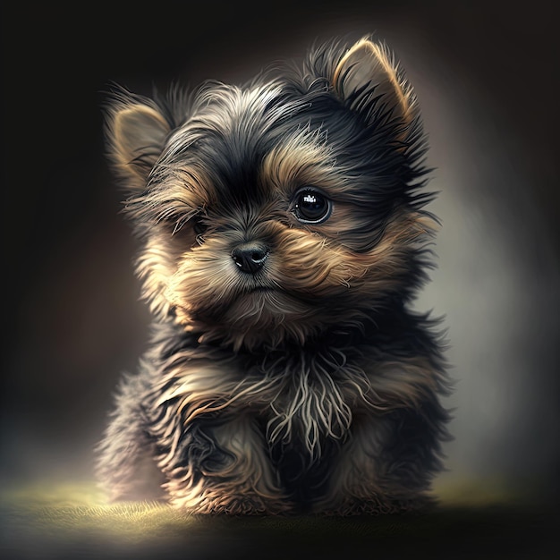 A drawing of a puppy that is titled yorkshire terrier.