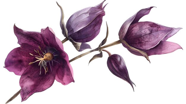 a drawing of purple flowers with the word  bud  on the bottom