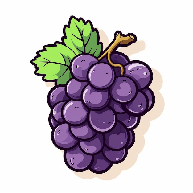 Photo a drawing of a purple grapes with a green leaf on the top