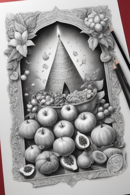 Photo a drawing of a pyramid with a pyramid on it