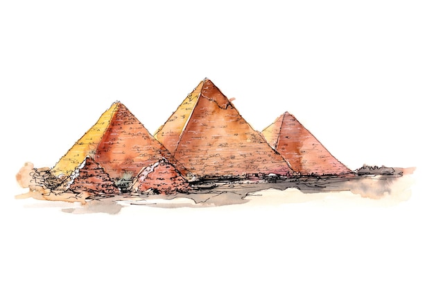 a drawing of pyramids with the word pyramids on it