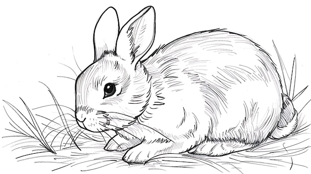 a drawing of a rabbit on a white paper