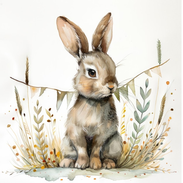 a drawing of a rabbit in the wild