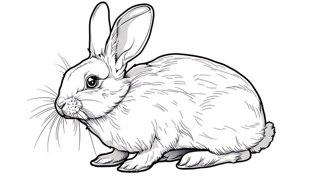 a drawing of a rabbit with a ball in its mouth