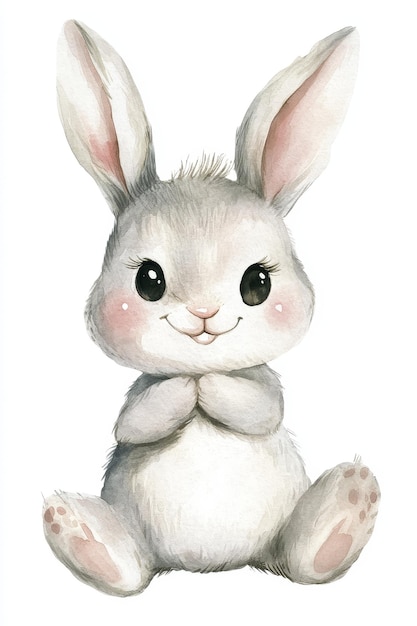 a drawing of a rabbit with a white face and black eyes