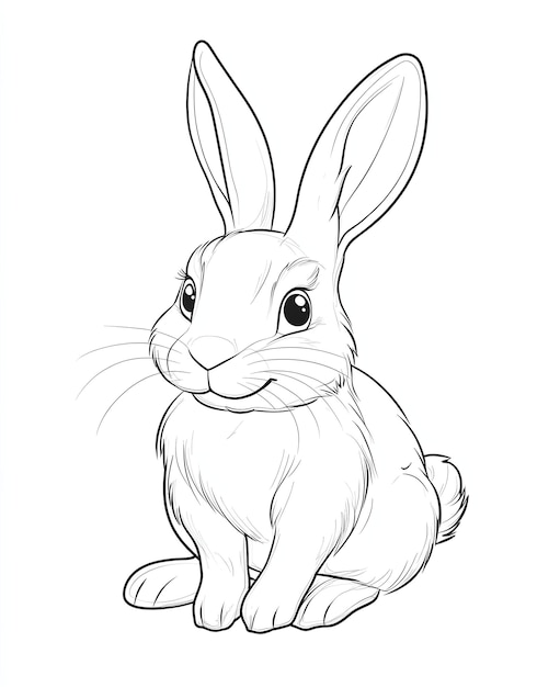 Photo a drawing of a rabbit with a white face and a black outline