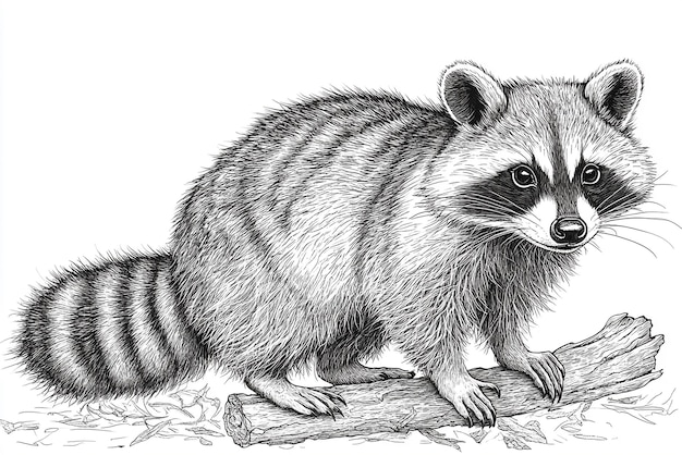 Photo a drawing of a raccoon with a pencil art