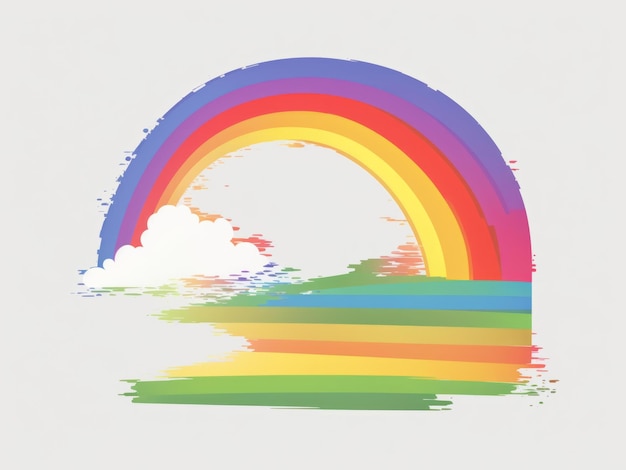 drawing of a rainbow minimalistic simple white background clipart