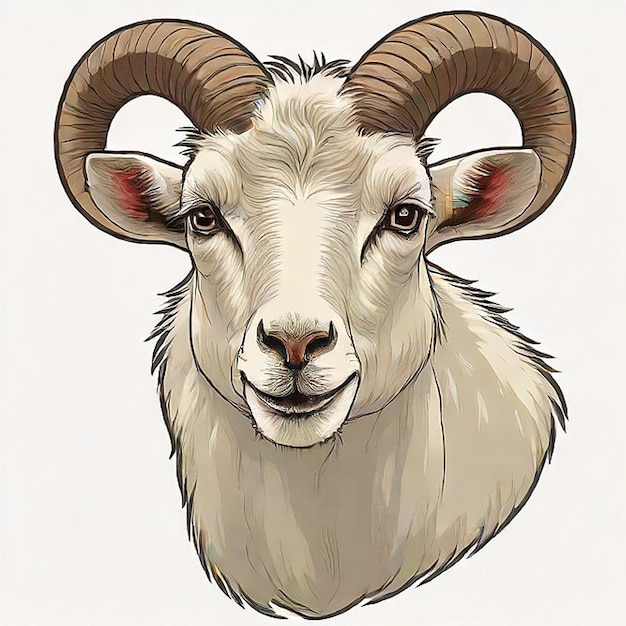 a drawing of a ram with horns and a picture of a ram with a face on it