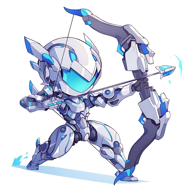 Photo a drawing of a robot with a blue eye and a white background