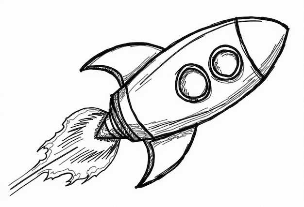 Photo a drawing of a rocket with a rocket on it