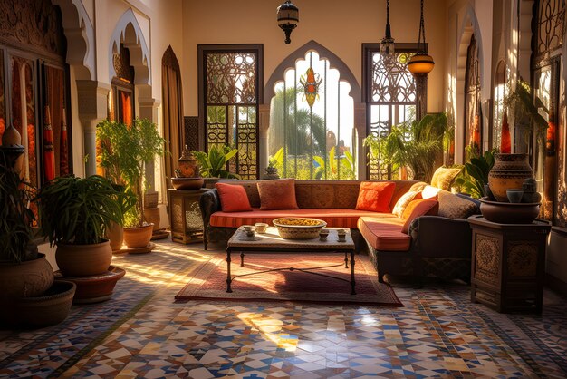 Photo a drawing room with a couch and a coffee table