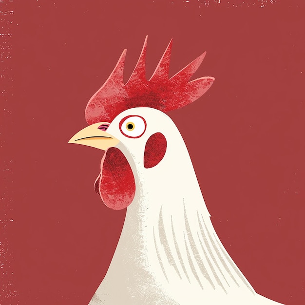 Photo a drawing of a rooster with a red crown on it