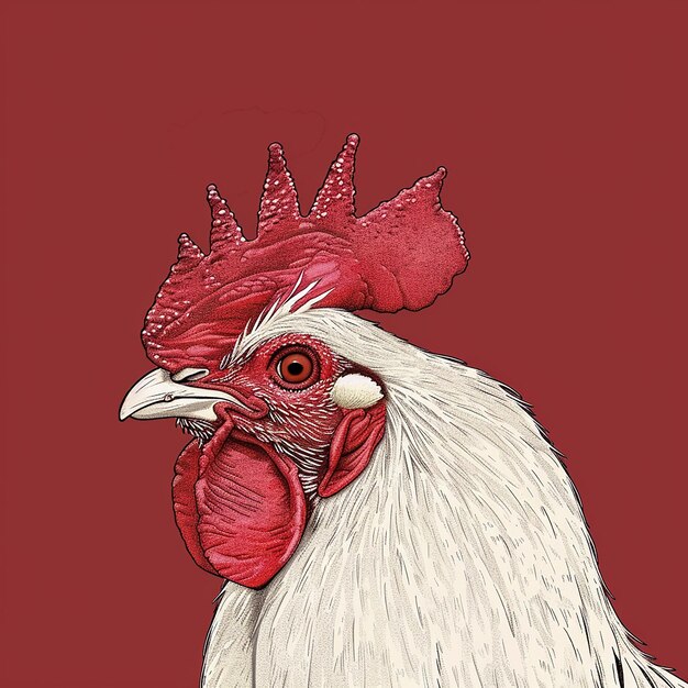 Photo a drawing of a rooster with a red crown on it