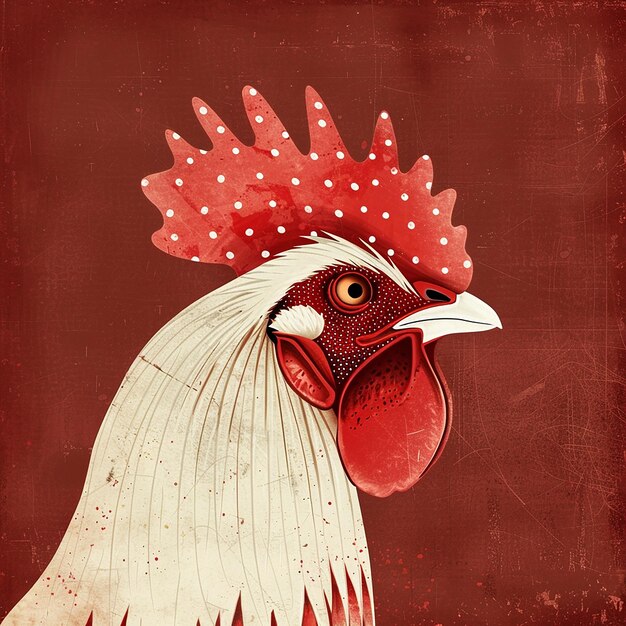 Photo a drawing of a rooster with a red crown on it