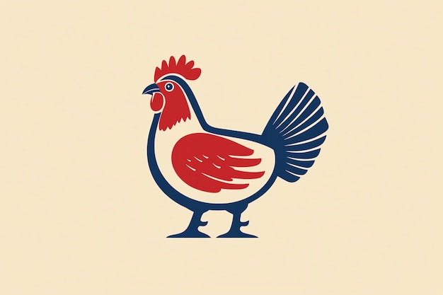 Photo a drawing of a rooster with a red and white background