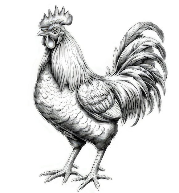 Photo a drawing of a rooster with a rooster on it