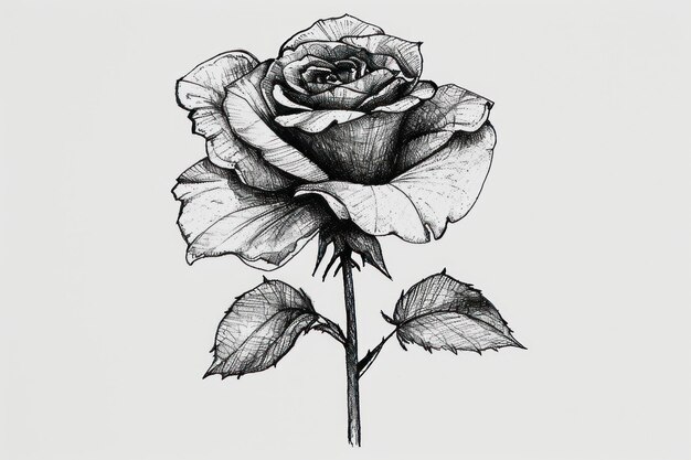 Photo drawing rose flower sketch