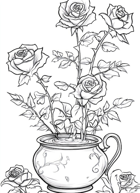 a drawing of roses with a drawing of roses in the middle