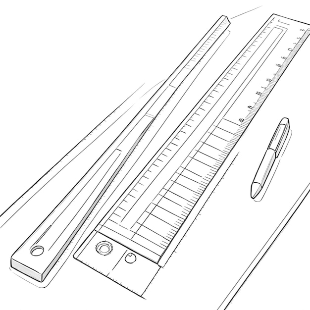 Photo a drawing of a ruler with a pen on it