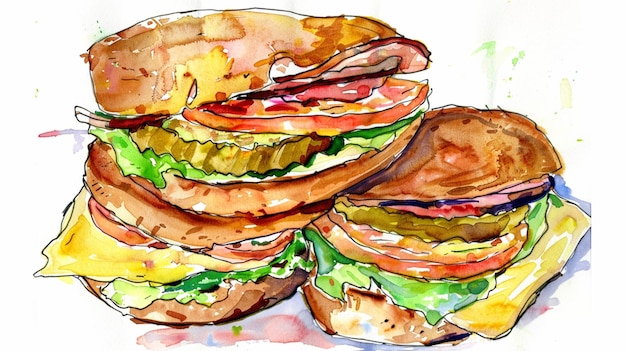 a drawing of a sandwich with a drawing of a sandwich