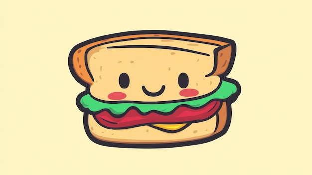 Photo a drawing of a sandwich with a face drawn on it