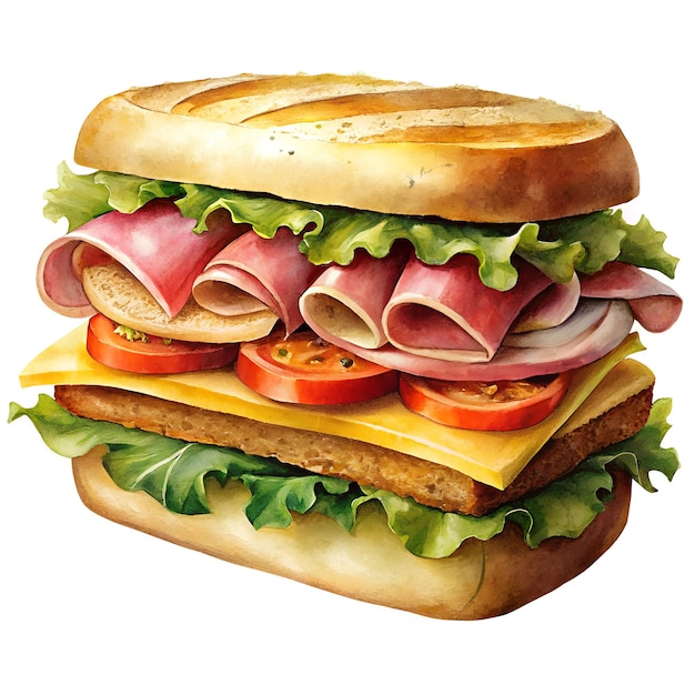 Photo a drawing of a sandwich with a picture of a sandwich with cheese and lettuce