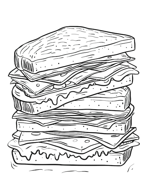 Photo a drawing of a sandwich with a picture of a sandwich with jam on it