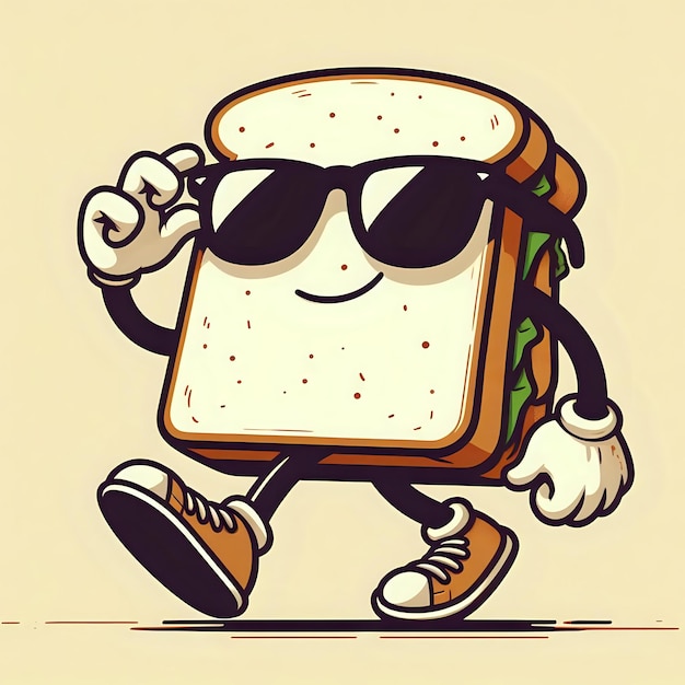 Photo a drawing of a sandwich with sunglasses and sunglasses