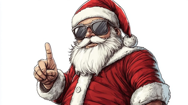 a drawing of a santa claus wearing sunglasses and a santa hat