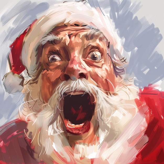 Photo a drawing of a santa claus with his mouth open