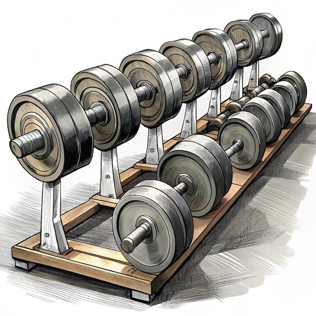 a drawing of a scale with the words quot dumbbells quot on it