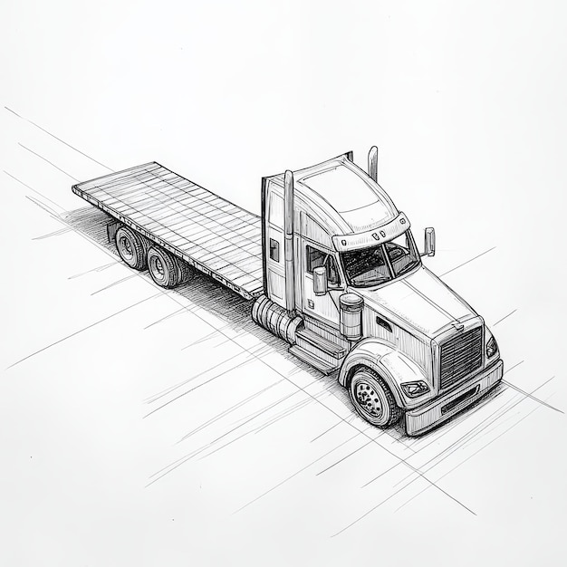 Photo a drawing of a semi truck with a drawing of a semi truck on it