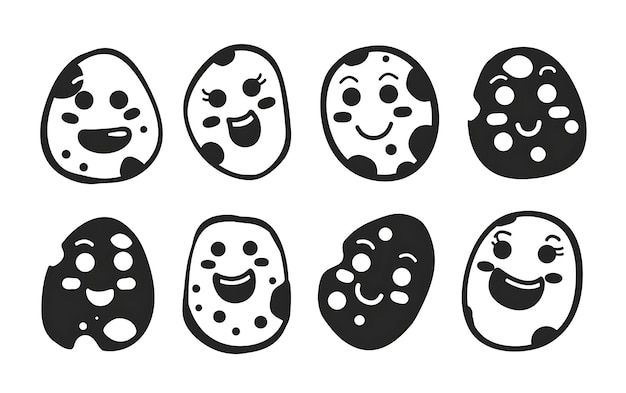 Photo a drawing of a set of eggs with faces drawn on them