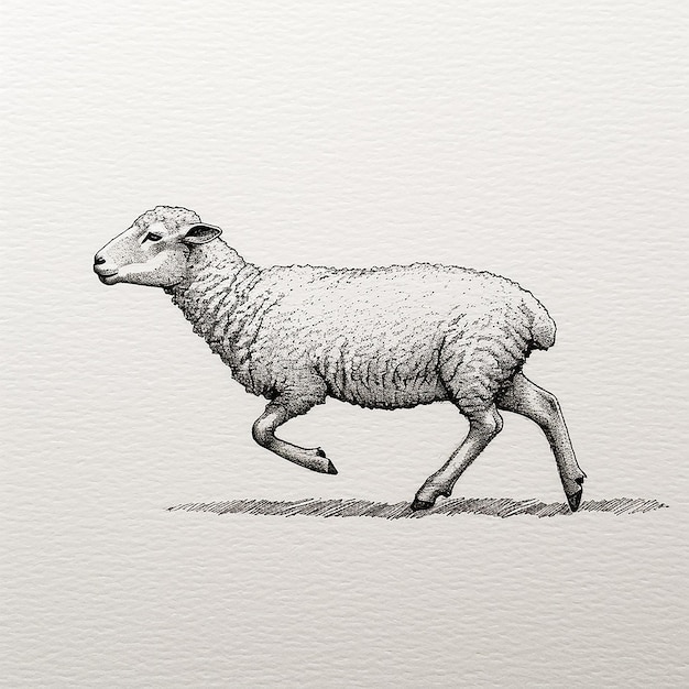 a drawing of a sheep with a black face and a white outline