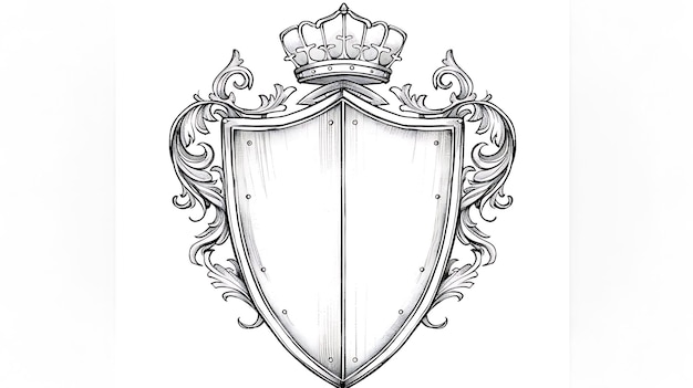 a drawing of a shield with a crown and a crown