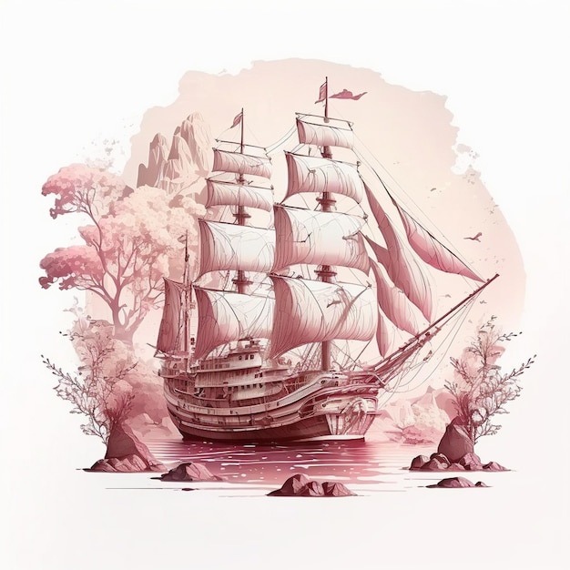 a drawing of a ship with a sail and the words quot ship quot on it