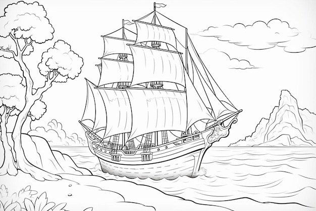 Photo a drawing of a ship with the word  the name  on it