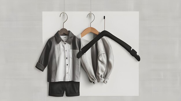 a drawing of a shirt and jacket hanging on a hanger