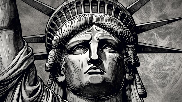 Drawing sketch of the Statue of Liberty Generative AI